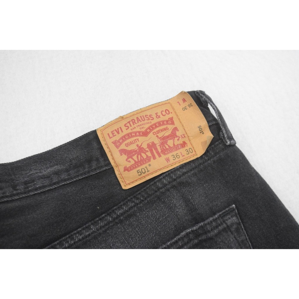 Levi's 501 XX Button Fly Straight Leg Black Denim Jeans Mens Size 36 x‎ 30